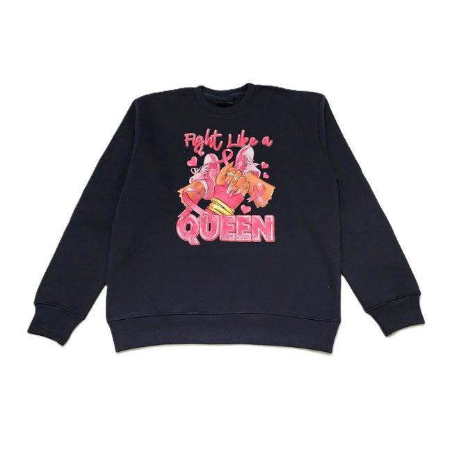 Thank Full Queen  DTF Print Sweatshirts For Girls Navy Color Hover Image